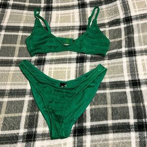Green triangl bikini….top: size S++ bottom: M